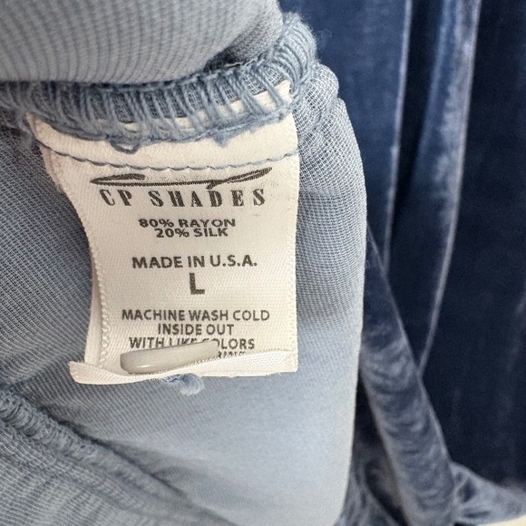 CP Shades Regina Blue Crushed Velvet Pintucked Tunic Dress Lagenlook Size L - Picture 6 of 9